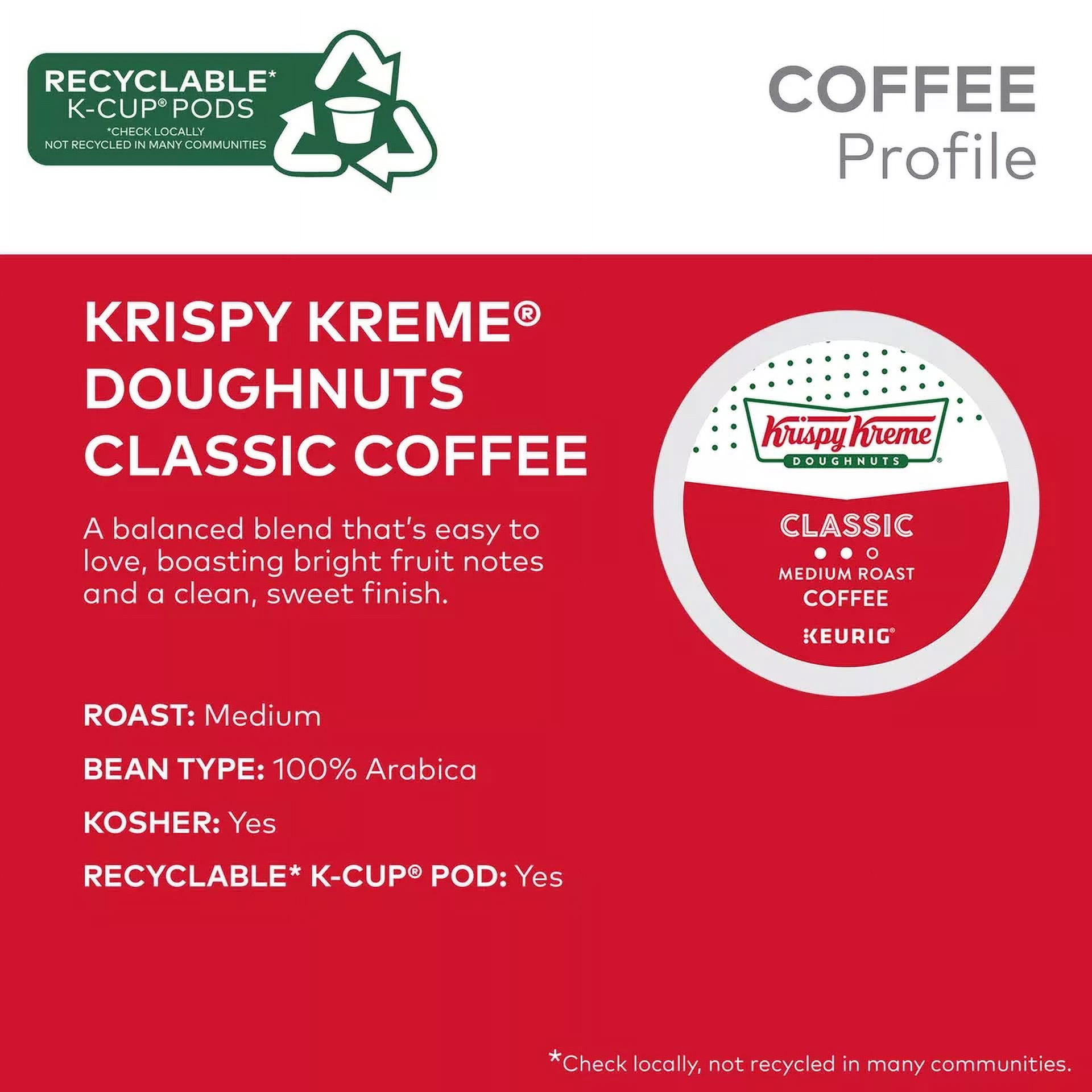 Krispy Kreme Doughnuts, Classic, Medium Roast Coffee, 96 K-Cup Pods