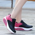 thumbnail image 3 of Eoperou Women Faux Leather Color Block Sneakers Lace Up Sports Platform Shake Shoes, 3 of 8