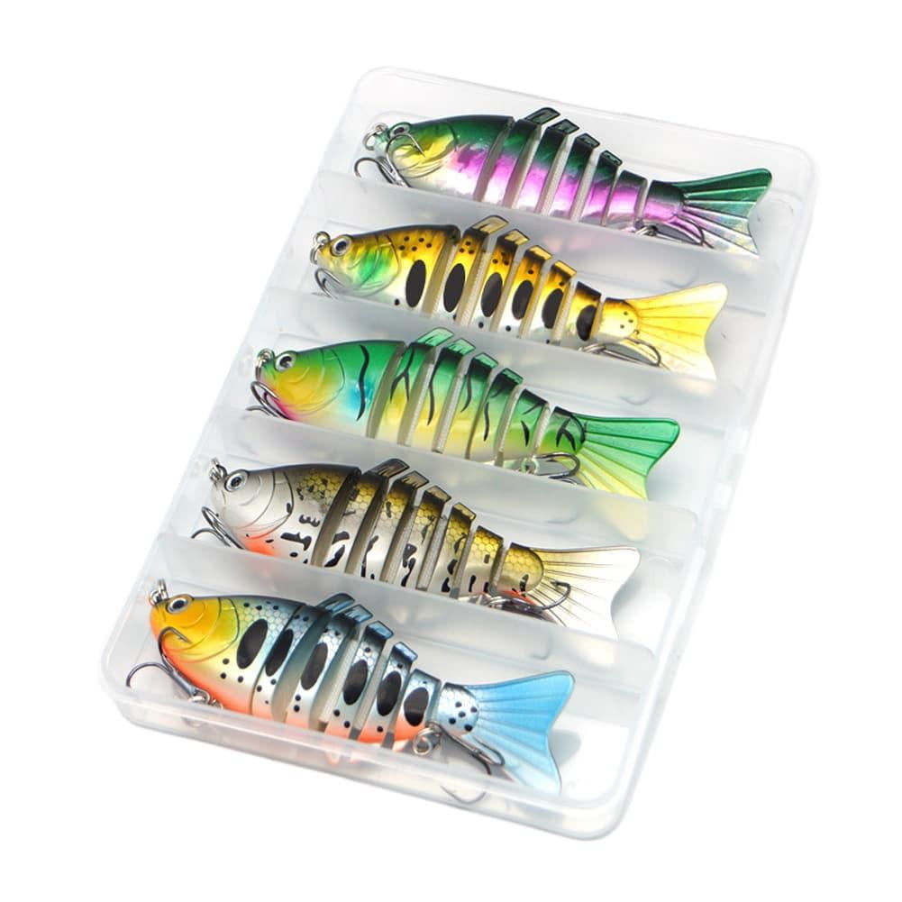 Jointed Fishing Lures 10cm 15g 7 Segment Hard Swimbait with Sharp Double Hooks Lifelike Minnow Bait for Bass