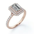 thumbnail image 4 of JeenMata Double Halo Setting - 2.25 Carat Emerald Cut - Pave Style Engagement Ring - 18K Rose Gold Plating over Silver, 4 of 7