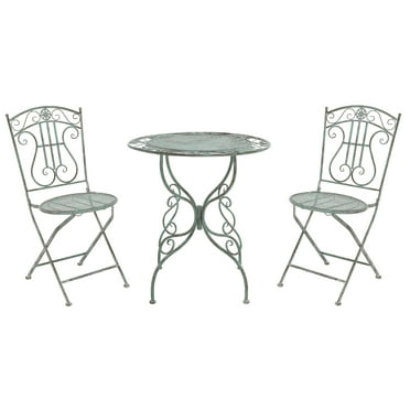 SAFAVIEH Semly 3-Piece Iron Outdoor Bistro Set, Antique Green