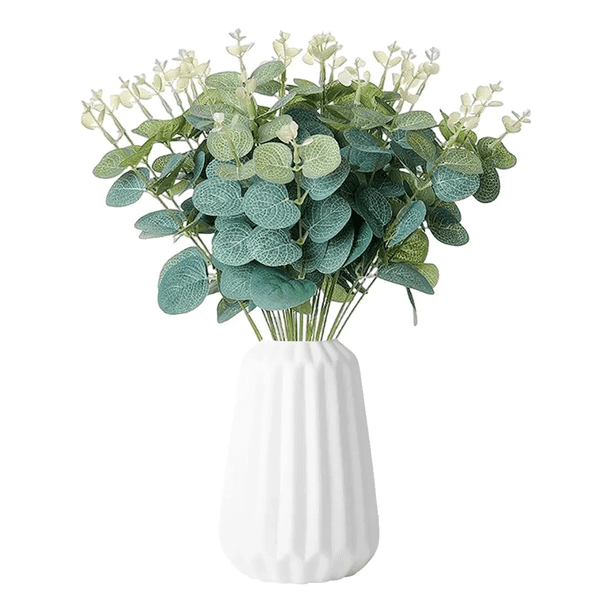 "50pc Hojas Artificial De Eucalipto Plantas Artificial Ramas Lab.G Color Blanco/verde "