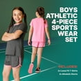 thumbnail image 2 of Essenclo Girls Clothing Sets Tagless Loose Athletic Performance Crew Neck T-Shirt and Short Outfits Size 5-14 (4 Piece Set), 2 of 7