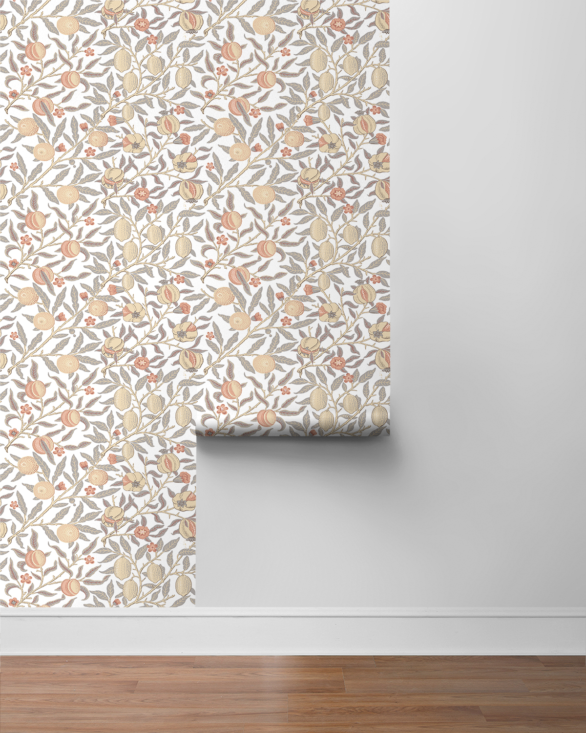NextWall  Pomegranate Peel and Stick Wallpaper 20.9 in. W x 18 ft. L - Daydream Grey & Melon