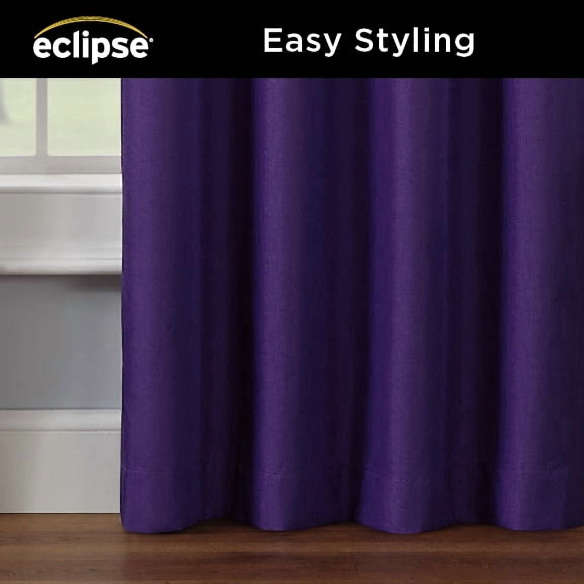 Eclipse Kendall Modern Blackout Curtains, 54 In Long x 42 In Wide, Purple, Sold as a Single Curtain Panel