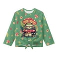 thumbnail image 4 of Xoenoiee Green Frog Mushroom Flower Print Girls Long Sleeve Shirts Toddler Soft Basic T-Shirts Top Kids Crewneck Tees Tie Front Knot Blouse, 5-6 Year, 4 of 7