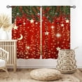 thumbnail image 3 of Red Christmas Curtains, Xmas Merry Christmas Fir Twigs Ball New Year Winter Snow Holiday Party Decor Window Drapery Treatments for Living Room Bedroom Kitchen Bathroom Home 2 Panels, 55x39 Inch, 3 of 5