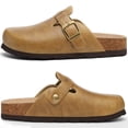 thumbnail image 4 of Comwarm Vegan Leather Clogs for Womens Mens, Cork Footbed Potato Slip On shoes for Women with Arch Support, British Tan, 4 of 6
