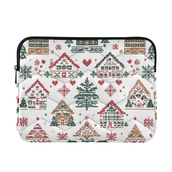 FORMRS 13-13.3 inch Laptop Sleeve Case Soft Carrying Quilted Computer Bag Cover, Beige Nordic Christmas House