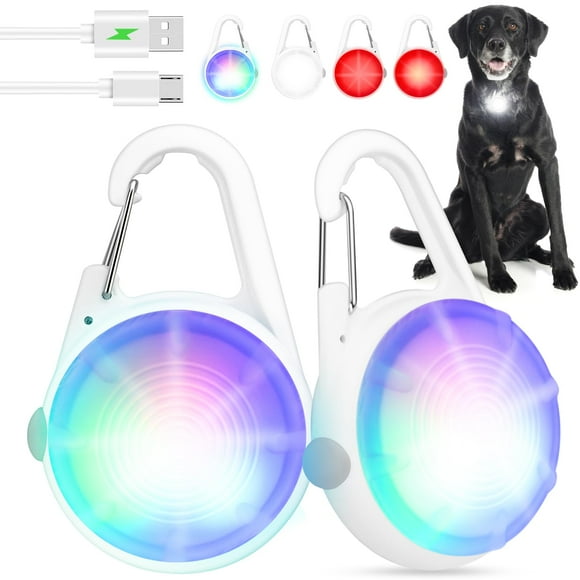 Collar de perro, lámpara LED recargable con clip, Poey, paquete de 2