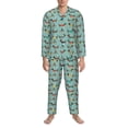 thumbnail image 3 of Picia Dachshund Dog Puppy Pattern Men’s Long-Sleeve Sleepwear Set - Soft 2-Piece Loungewear with Pockets, Comfy PJs for Relaxing Nights-Medium, 3 of 7