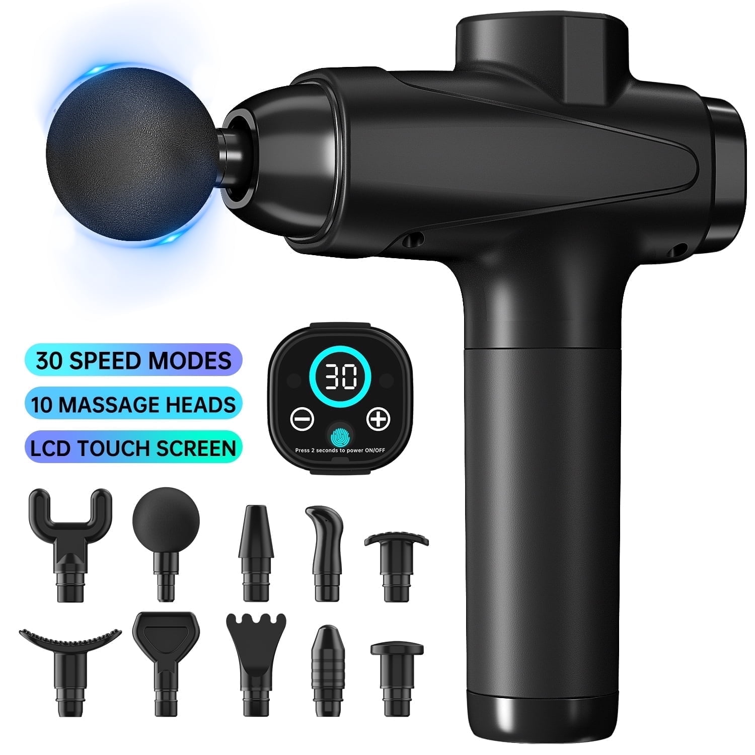 6 Speeds Standard Range Ergonomic Full Body Massage Gun, Stealth