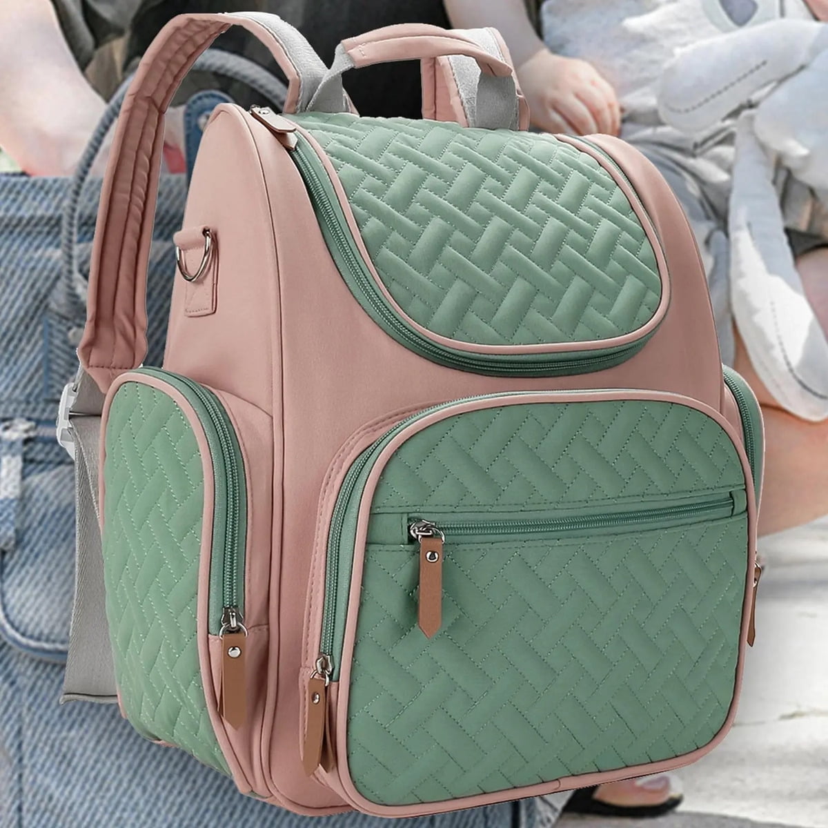 Baby Diaper Bag, Nursing Backpack, Pink