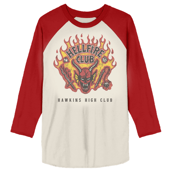 Stranger Things Hellfire Club Adult Raglan Tee-M