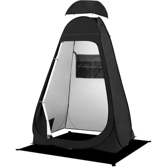 Pop Up Shower Tent 6.9 Ft Tall with Rain Shelter and Windows Portable Privacy Camping Tent UPF 50+ Waterproof 47.2 In L x 47.2 In W x 82.7 In H Black