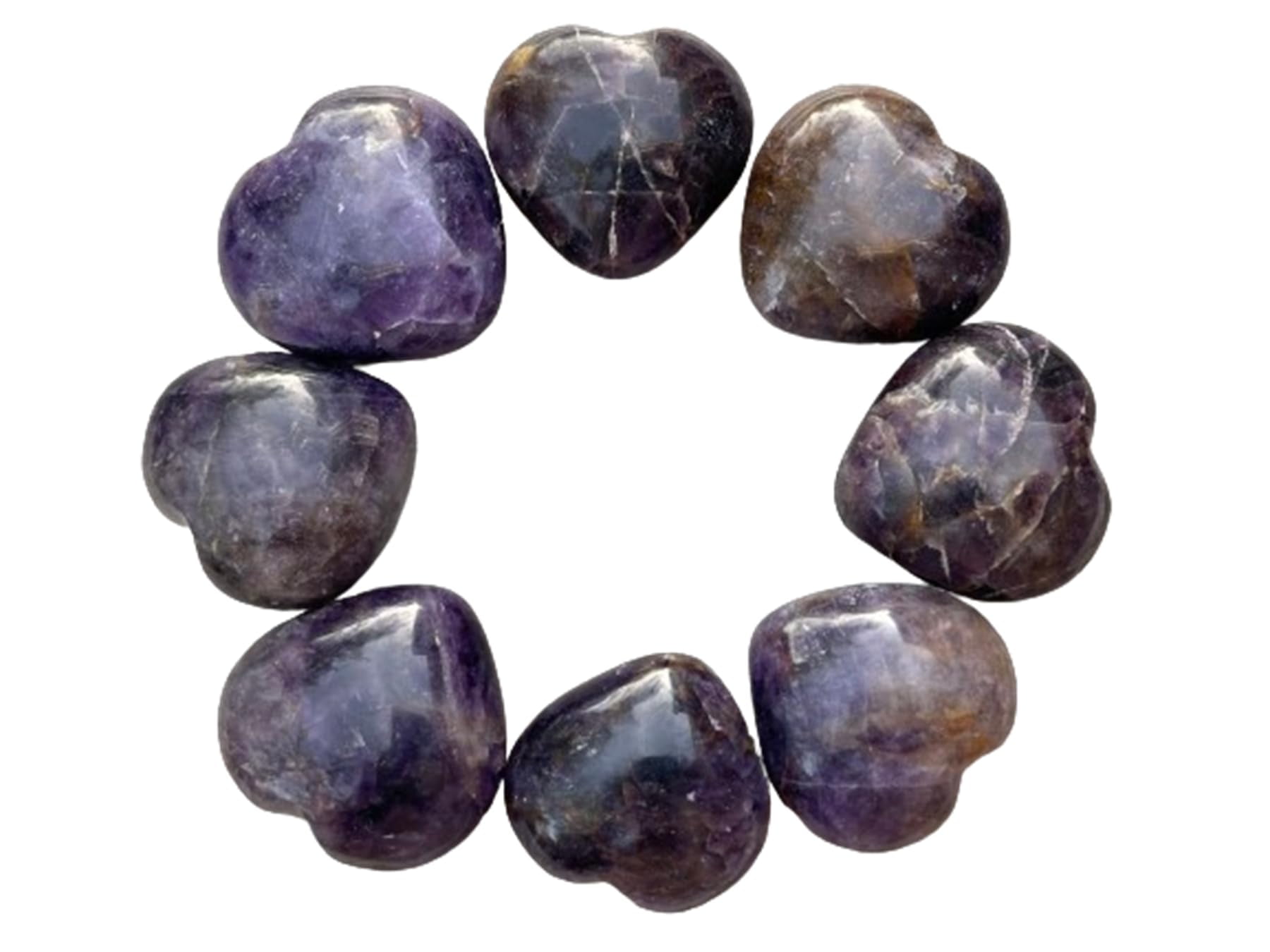 Amethyst Gemstone Hearts, Polished Amethyst Puffy Hearts, Amethyst Palm Stone, Amethyst Heart (2 Hearts）