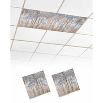 Fluorescent Light Covers for Ceiling Lights 2 Pack, Blue Grey Forest Magnetic Ceiling Light Covers 2x4 Feet for Classroom Office School, Grey Modern Art Oil Painting Overhead Drop Ceiling Light Shade