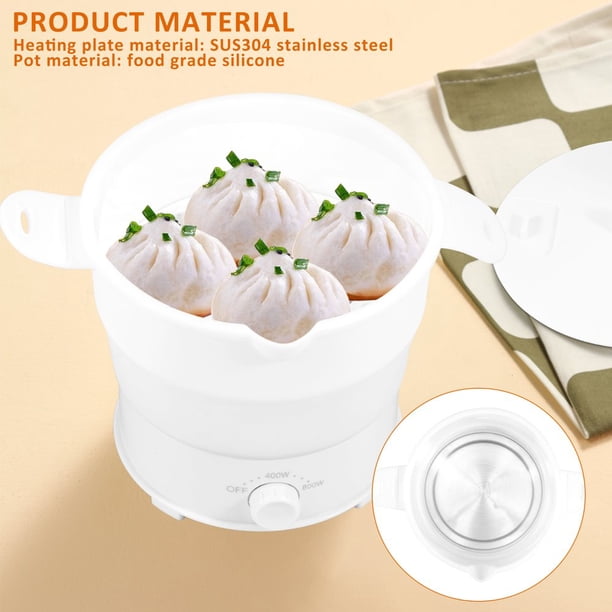 Marmite Électrique Portable 1,8 L – Cuiseur Ramen, Soupe, Pâtes, Steak – Blanc 600W UE