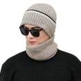 thumbnail image 2 of 2Pcs/Set Winter Beanie Hat Scarf: Warm Fleece Lined Knit Skull Cap Neck Warmer Set - Ribbed Cuffed Beanies for Men & Women, 2 of 8