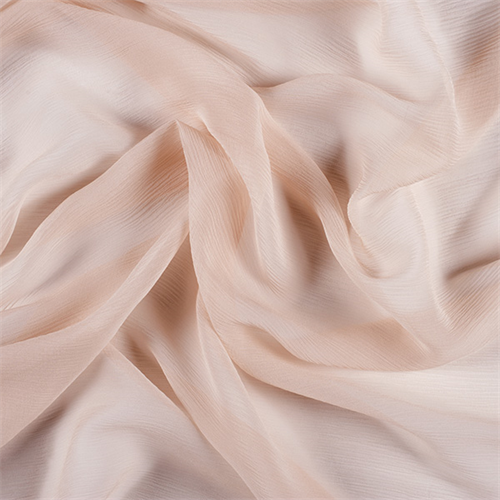 Pale Peach Crinkled Silk Chiffon, Fabric By the Yard