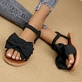thumbnail image 5 of HaiMao Women's Bow Flat Sandals Dressy Open Toe Ankle Strap Summer Vacation Slides Shoes Black 7(39), 5 of 8