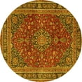 thumbnail image 1 of Ahgly Company Indoor Round Medallion Yellow Traditional Area Rugs, 3' Round, 1 of 4