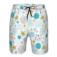 thumbnail image 3 of Balery Gold Stars Blue Dots Pattern Traje de Baño Estilo Hawaiano para Hombre, Shorts de Secado Rápido con Bolsillos-Medium, 3 of 6