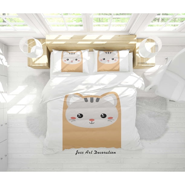 3D Cartoon Animal Cat Pattern Quilt Cover Set Ropa de cama Set Funda Nórdica