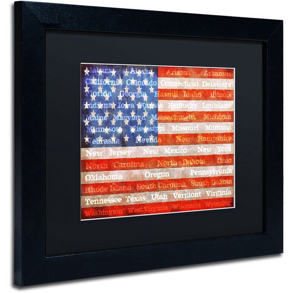 Trademark Fine Art "American States" Canvas Art by Michelle Calkins, Black Matte, Black Frame
