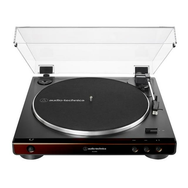 Audio-Technica AT-LP60X-BW Fully Automatic Belt-Drive Stereo Turntable – Brown