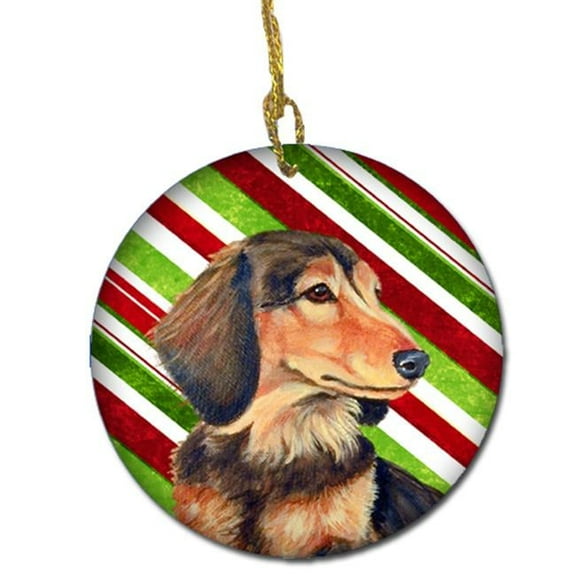Dachshund Candy Cane Holiday Christmas Ceramic Ornament