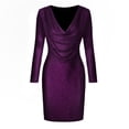 thumbnail image 5 of TIANEK Female Party Dress Solid V-Neck Slim-fit Ball Gown Evening Party Dress Maxi Long Dress, 5 of 7