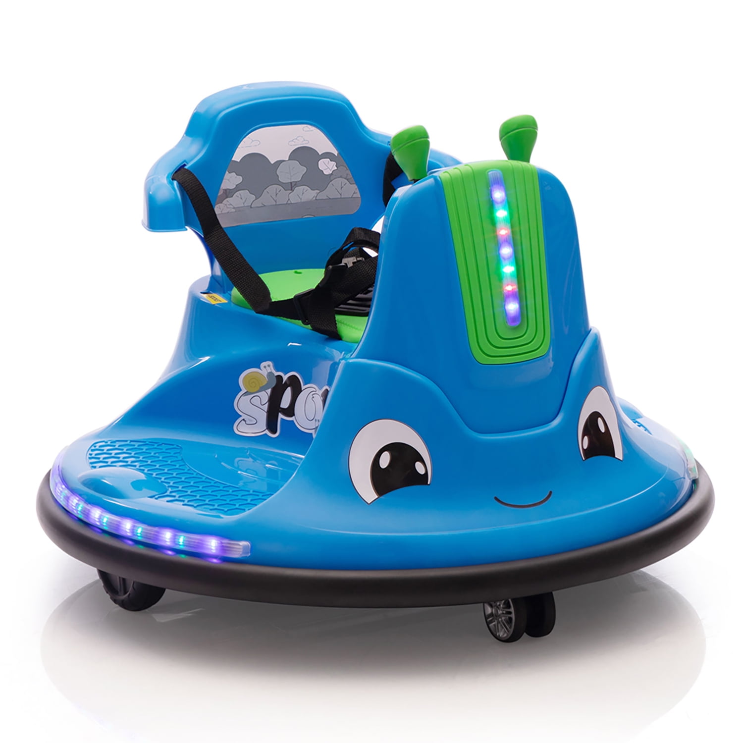 Kadyn 12V Snail-Shaped Kids Electric Bumper Car with Remote Control, Ride On Car with LED Lights, Music, 360 Degree Rotate, Toddler Race Toys, 3-8 Years Old, Green