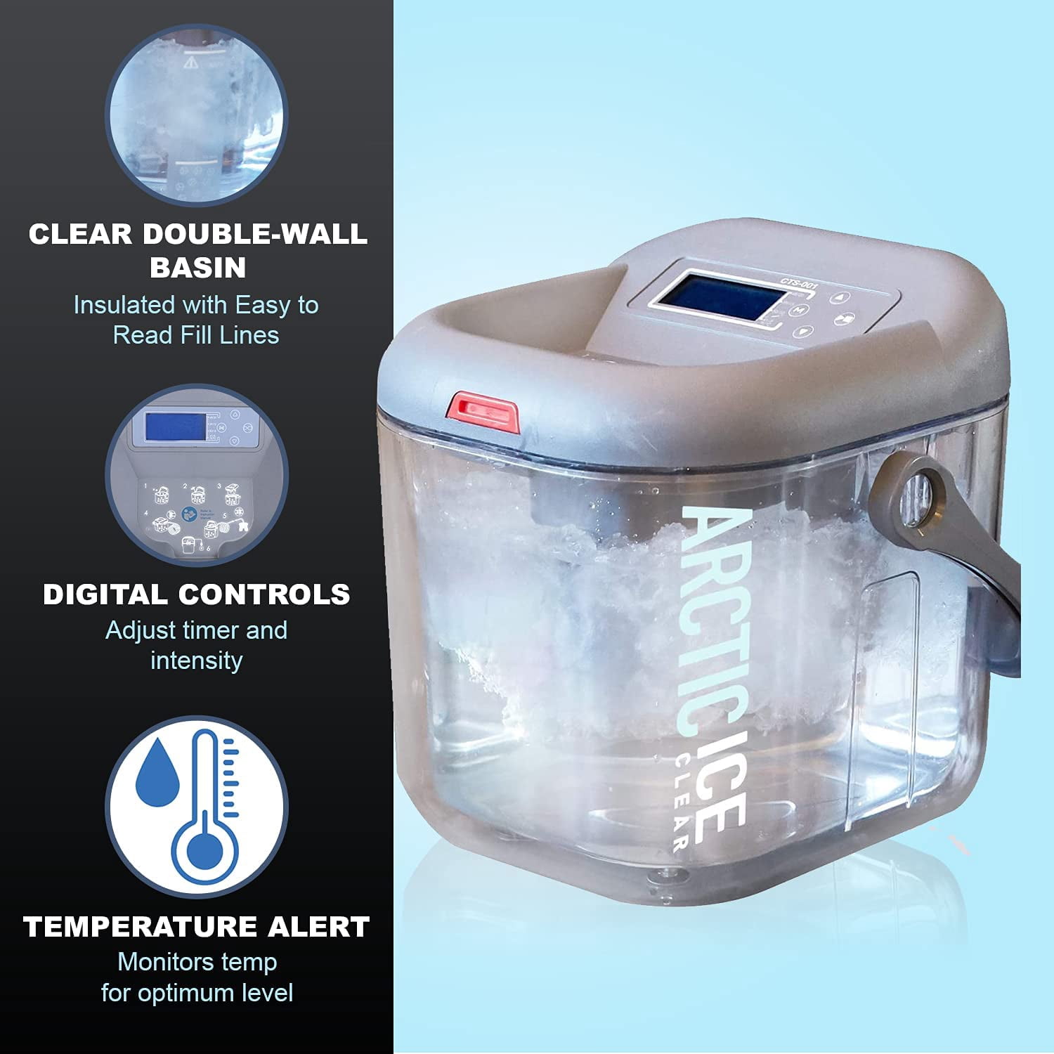 Circulating Cold Water Therapy Ice Machine Gen 2 by Arctic Ice Clear – for Knee, Elbow, Shoulder, Back Pain, Swelling, Sprains, Injuries (Arctic Ice Clear) (with Universal Pad)
