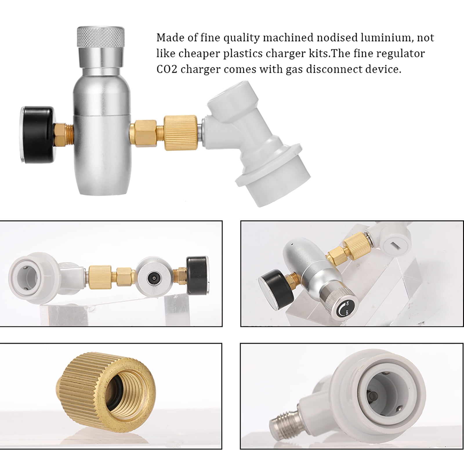 BE-TOOL Regulator CO2 Charger Disconnect Beer Kegerator Home Draft Beer Homebrew Tool for CO2 Cylinder Soda Cola