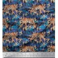 thumbnail image 1 of Soimoi Poly Georgette Fabric texture,leaves & tiger Animal Print Fabric by Yard 52 Inch Wide, 1 of 1