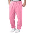 thumbnail image 2 of Mens Joggers with Pockets - Mens Fleece Wide Leg Sweatpants, Open Bottom, Loose Fit for Workout & Running Pink L, 2 of 6