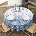 thumbnail image 3 of Round Waterproof Tablecloth 60×60 Inch, Boho Style Reusable Indoor/Outdoor Durable Table Cover for Party Kitchen Dinner Room Decor, 3 of 6