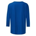 thumbnail image 4 of Viluyesy Round Neck T-Shirt for Womens 3/4 Sleeves Shirt Tops Fashionable Relaxed Loose Blouse Blue Size L, 4 of 5