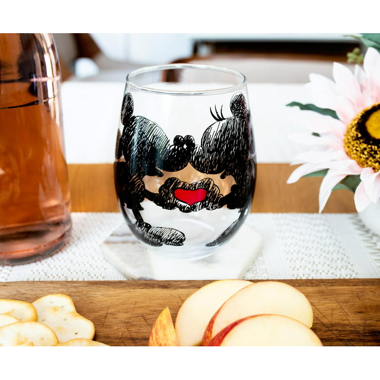 Disney Lilo & Stitch Christmas Teardrop Stemless Wine Glasses | Set of 4