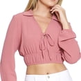 thumbnail image 4 of Blusa Para Mujer Top Manga Larga , Cuello , Plisado y Jareta Color Palo De Rosa Juvenil 330740 rosa G, 4 of 5