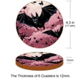 thumbnail image 3 of Bats 6Pcs Round Microfiber Leather Bar Coasters, 11x11 cm/4.3x4.3 in, Drink Mats for Home and Kitchen, Absorbent Cup Coasters Set for Drinks, 3 of 6