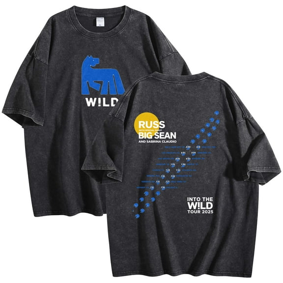 Russ Into The Wild Tour 2025 T-Shirt Cotton Wash Tee Women Men Short Sleeve Crewneck Tee