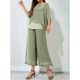 thumbnail image 6 of Women'S 2 Piece Outfits Set Glitter Top Wide Leg Pants Casual Crew Neck Sequin Suit Green S, 6 of 8
