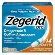 Zegerid Heartburn Relief, 24 Hour Heartburn Medicine, Omeprazole & Sodium Bicarbonate, 14 Count