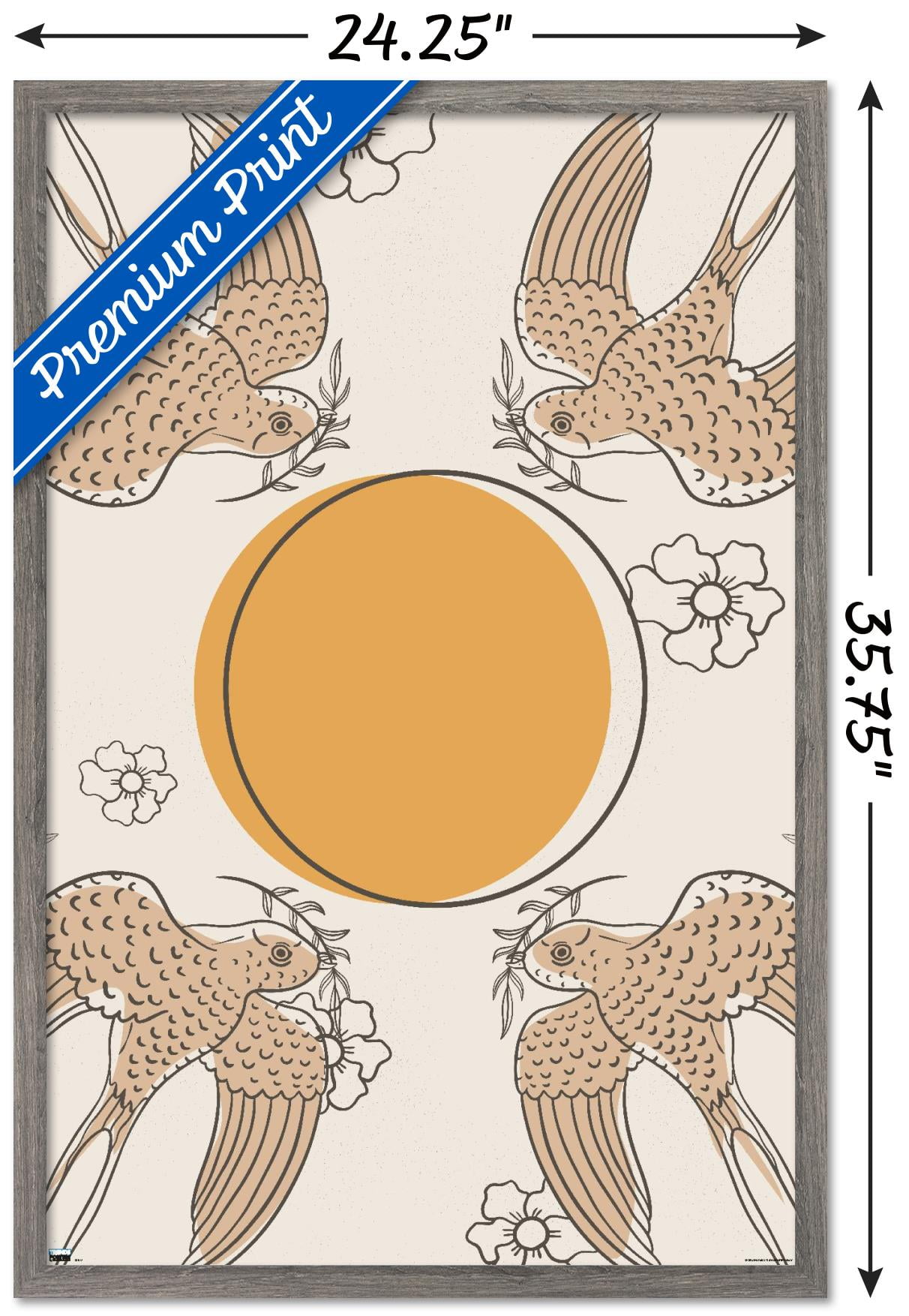 Birds Fly To The Sun Wall Poster, 22.375" x 34" Framed