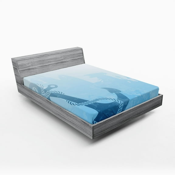 Ambesonne Anchor Fitted Sheet, Nautical Deep Sea Bottom, California King, Pale Blue