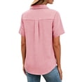 thumbnail image 3 of BUIGTTKLOP Button down Shirts for Women Short Sleeve Shirts Collared V Neck Summer Beach Tops 2026, 3 of 5