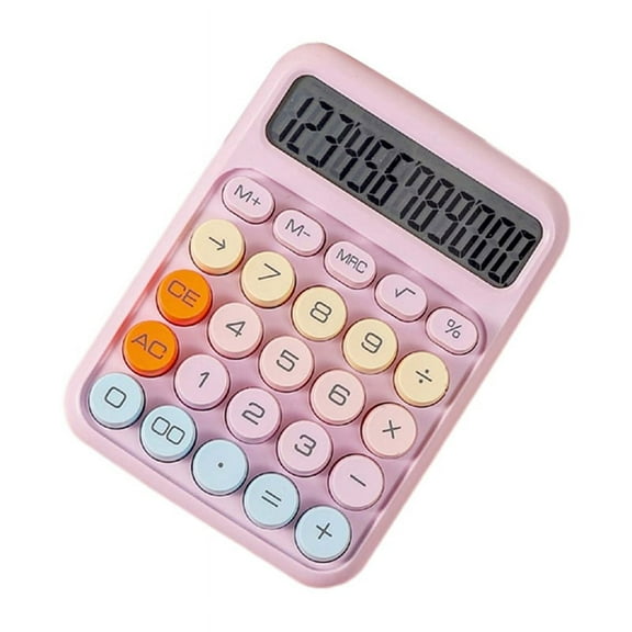 Mechanical Calculator Large LCD Display Big Round Button Cute Candy Colored Calculator Suitable for Office School