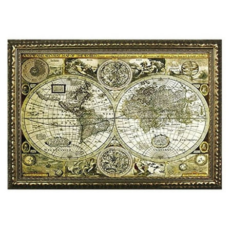 Artforless Historical World Map Antique Globes 1626 Framed Wall Art With Vintage Gold Bronze Frame Artforless Historical World Map Antique Globes 1626 Framed Wall Art With Vintage Gold Bronze Frame